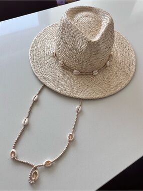 Lack Of Color Natural Straw Hat with Shell Accent